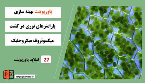 پاورپوینت بهینه سازی پارامترهای نوری در کشت میکسوتروف میکروجلبک